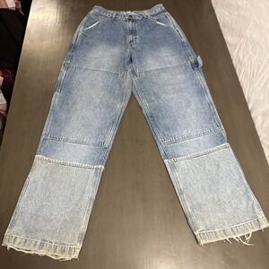VTG 90s  Double Knee Work Wear Utility Denim Jeans 29x31  Carpenters Altered